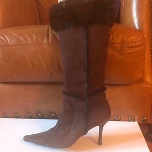 Fiona brown suede high heed boot